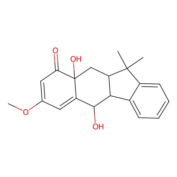 2D Structure of 5,9a-Dihydroxy-7-methoxy-11,11-dimethyl-4b,5,10,10a-tetrahydrobenzo[b]fluoren-9-one