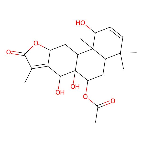 2D Structure of [(1R,4aR,6S,6aS,7S,10aR,11aS,11bR)-1,6a,7-trihydroxy-4,4,8,11b-tetramethyl-9-oxo-1,4a,5,6,7,10a,11,11a-octahydronaphtho[2,1-f][1]benzofuran-6-yl] acetate