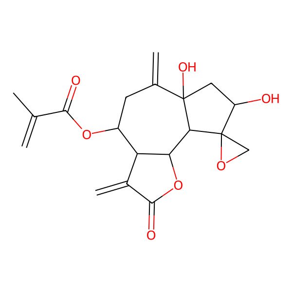 2D Structure of [(3aR,4S,6aS,8S,9R,9aR,9bS)-6a,8-dihydroxy-3,6-dimethylidene-2-oxospiro[4,5,7,8,9a,9b-hexahydro-3aH-azuleno[4,5-b]furan-9,2'-oxirane]-4-yl] 2-methylprop-2-enoate