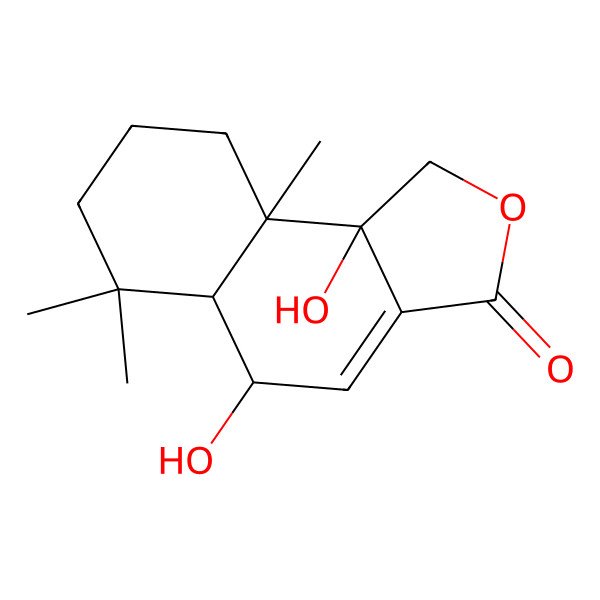 2D Structure of 5,9b-Dihydroxy-6,6,9a-trimethyl-1,5,5a,7,8,9-hexahydrobenzo[e][2]benzofuran-3-one