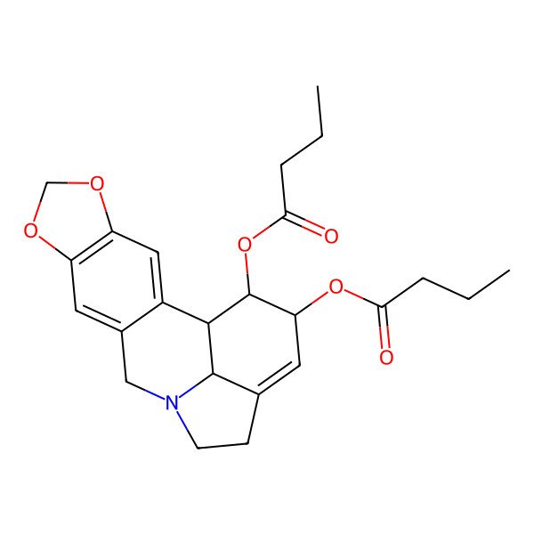 2D Structure of [(1S,17S,18S,19S)-18-butanoyloxy-5,7-dioxa-12-azapentacyclo[10.6.1.02,10.04,8.015,19]nonadeca-2,4(8),9,15-tetraen-17-yl] butanoate
