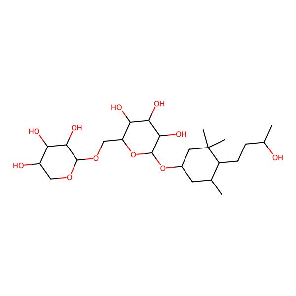 2D Structure of (2S,3R,4S,5S,6R)-2-[(1S,4S,5R)-4-[(3R)-3-hydroxybutyl]-3,3,5-trimethylcyclohexyl]oxy-6-[[(2S,3S,4S,5S)-3,4,5-trihydroxyoxan-2-yl]oxymethyl]oxane-3,4,5-triol