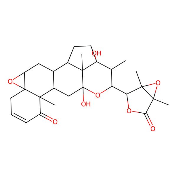 2D Structure of (1R,2S,4S,6S,11R,12S,14S,16S,17S,18S,21S)-16-[(2R,5R)-1,5-dimethyl-4-oxo-3,6-dioxabicyclo[3.1.0]hexan-2-yl]-14,18-dihydroxy-11,17,21-trimethyl-5,15-dioxahexacyclo[12.6.1.02,12.04,6.06,11.018,21]henicos-8-en-10-one