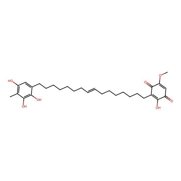 2D Structure of 2-Hydroxy-5-methoxy-3-[16-(2,3,5-trihydroxy-4-methylphenyl)hexadec-8-enyl]cyclohexa-2,5-diene-1,4-dione