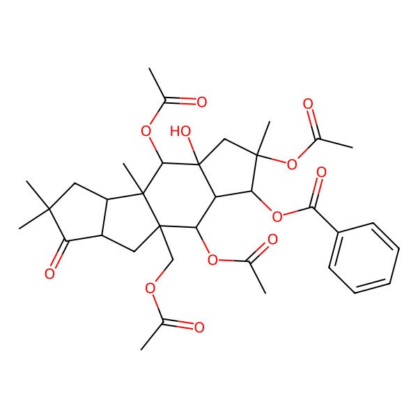 2D Structure of [(1R,2R,3S,4R,5R,7R,8R,9S,10R,14R)-2,5,8-triacetyloxy-1-(acetyloxymethyl)-7-hydroxy-5,9,12,12-tetramethyl-13-oxo-4-tetracyclo[7.6.0.03,7.010,14]pentadecanyl] benzoate