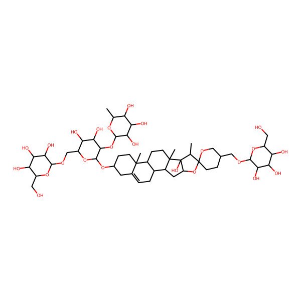 2D Structure of 2-[4,5-Dihydroxy-2-[8-hydroxy-7,9,13-trimethyl-5'-[[3,4,5-trihydroxy-6-(hydroxymethyl)oxan-2-yl]oxymethyl]spiro[5-oxapentacyclo[10.8.0.02,9.04,8.013,18]icos-18-ene-6,2'-oxane]-16-yl]oxy-6-[[3,4,5-trihydroxy-6-(hydroxymethyl)oxan-2-yl]oxymethyl]oxan-3-yl]oxy-6-methyloxane-3,4,5-triol