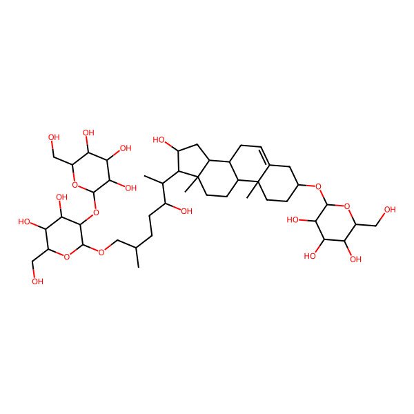 2D Structure of (2R,3R,4S,5S,6R)-2-[[(3S,8S,9S,10R,13S,14S,17R)-17-[(2S,3S)-7-[(2R,3R,4S,5S,6R)-4,5-dihydroxy-6-(hydroxymethyl)-3-[(2S,3R,4S,5S,6R)-3,4,5-trihydroxy-6-(hydroxymethyl)oxan-2-yl]oxyoxan-2-yl]oxy-3-hydroxy-6-methylheptan-2-yl]-16-hydroxy-10,13-dimethyl-2,3,4,7,8,9,11,12,14,15,16,17-dodecahydro-1H-cyclopenta[a]phenanthren-3-yl]oxy]-6-(hydroxymethyl)oxane-3,4,5-triol