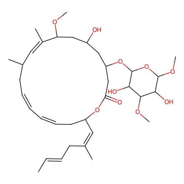 2D Structure of (4R,6S,8S,9E,11S,13E,15E,18R)-4-[(2R,3R,4S,5S,6S)-3,5-dihydroxy-4,6-dimethoxyoxan-2-yl]oxy-6-hydroxy-8-methoxy-9,11-dimethyl-18-[(1Z,4E)-2-methylhexa-1,4-dienyl]-1-oxacyclooctadeca-9,13,15-trien-2-one