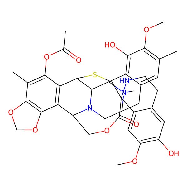 2D Structure of [(1R,2S,3R,11S,14R,26R)-5,6'-dihydroxy-6,7'-dimethoxy-7,21,30-trimethyl-27-oxospiro[17,19,28-trioxa-24-thia-13,30-diazaheptacyclo[12.9.6.13,11.02,13.04,9.015,23.016,20]triaconta-4(9),5,7,15,20,22-hexaene-26,1'-3,4-dihydro-2H-isoquinoline]-22-yl] acetate