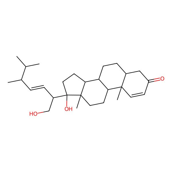 2D Structure of (5S,8R,9S,10R,13S,14S,17S)-17-hydroxy-17-[(E,2S,5R)-1-hydroxy-5,6-dimethylhept-3-en-2-yl]-10,13-dimethyl-5,6,7,8,9,11,12,14,15,16-decahydro-4H-cyclopenta[a]phenanthren-3-one