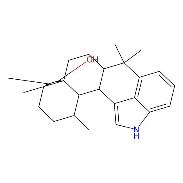 2D Structure of 4,7,8,16,16-Pentamethyl-22-azahexacyclo[15.6.1.02,15.03,12.07,12.021,24]tetracosa-1(23),17(24),18,20-tetraen-11-ol