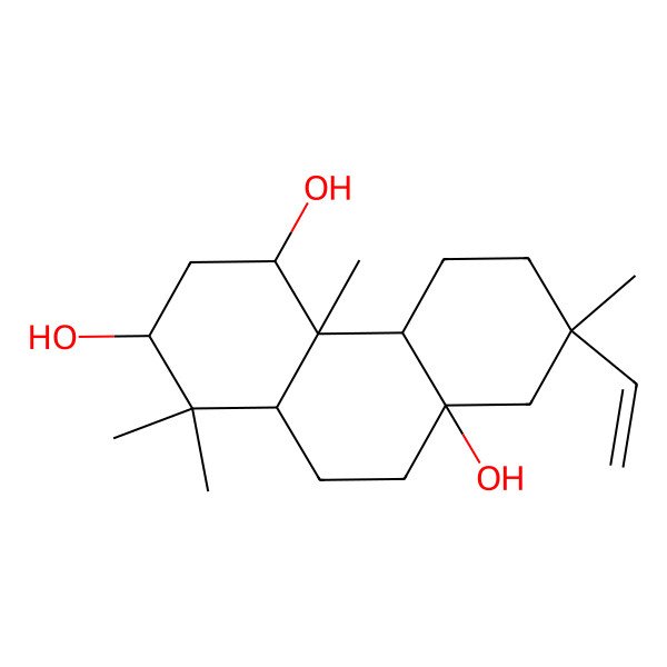 2D Structure of (2R,4R,4aS,4bR,7R,8aR,10aS)-7-ethenyl-1,1,4a,7-tetramethyl-2,3,4,4b,5,6,8,9,10,10a-decahydrophenanthrene-2,4,8a-triol