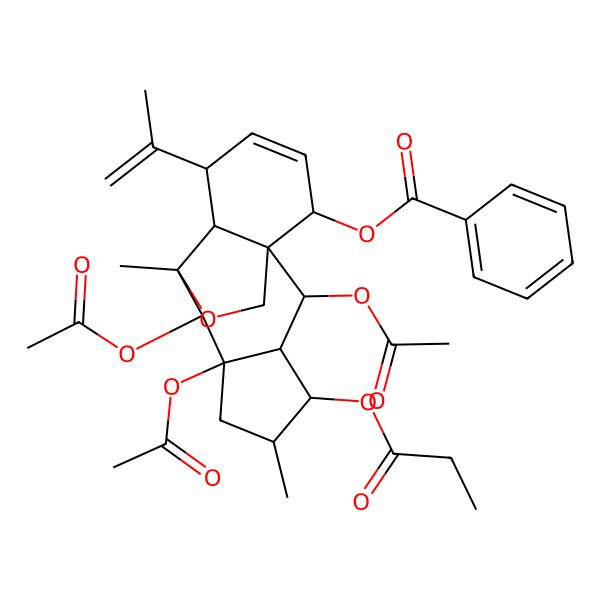 2D Structure of "5_,14_,15_-O-triacetoxy-7_-O-benzoyloxy-3_-O-propanoyloxymyrsinol "