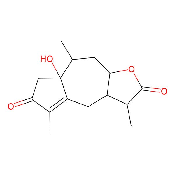 2D Structure of 5a-hydroxy-1,5,8-trimethyl-3a,4,5,6,9,9a-hexahydro-1H-azuleno[6,5-b]furan-2,7-dione
