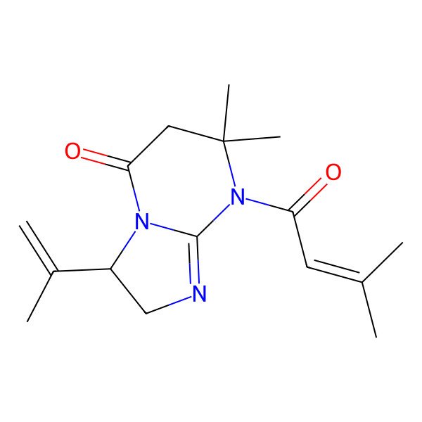 2D Structure of (3R)-7,7-dimethyl-8-(3-methylbut-2-enoyl)-3-prop-1-en-2-yl-3,6-dihydro-2H-imidazo[1,2-a]pyrimidin-5-one