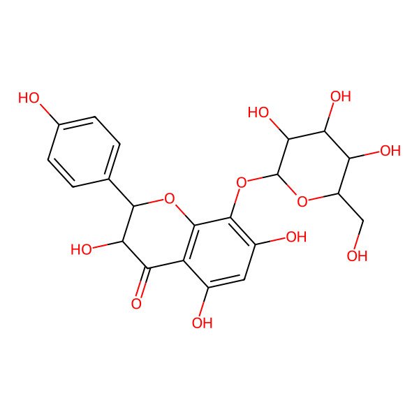2D Structure of 3,5,7-Trihydroxy-2-(4-hydroxyphenyl)-8-[3,4,5-trihydroxy-6-(hydroxymethyl)oxan-2-yl]oxy-2,3-dihydrochromen-4-one
