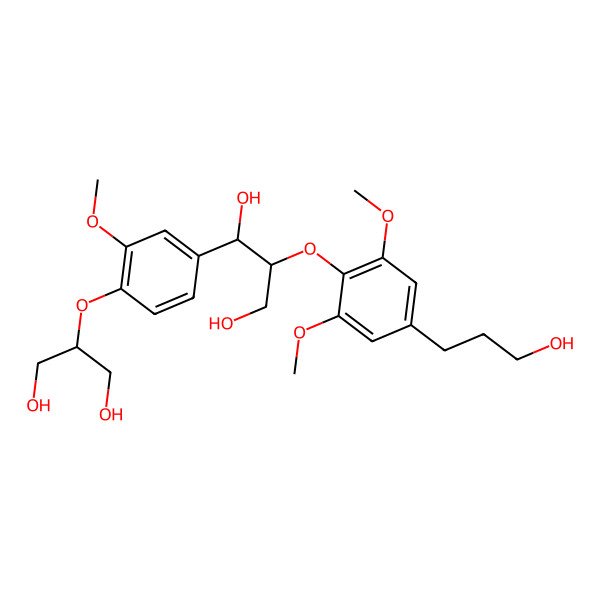 2D Structure of (1R,2S)-1-[4-(1,3-dihydroxypropan-2-yloxy)-3-methoxyphenyl]-2-[4-(3-hydroxypropyl)-2,6-dimethoxyphenoxy]propane-1,3-diol