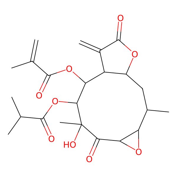 2D Structure of [(1R,3R,4S,6S,8R,9R,10S,11S)-8-hydroxy-3,8-dimethyl-12-methylidene-10-(2-methylprop-2-enoyloxy)-7,13-dioxo-5,14-dioxatricyclo[9.3.0.04,6]tetradecan-9-yl] 2-methylpropanoate