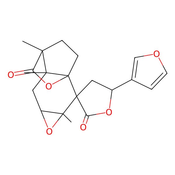 2D Structure of (1S,2R,3R,5S,5'R,7R,8R)-5'-(furan-3-yl)-3,7,8-trimethylspiro[4,10-dioxatetracyclo[6.2.2.01,7.03,5]dodecane-2,3'-oxolane]-2',9-dione