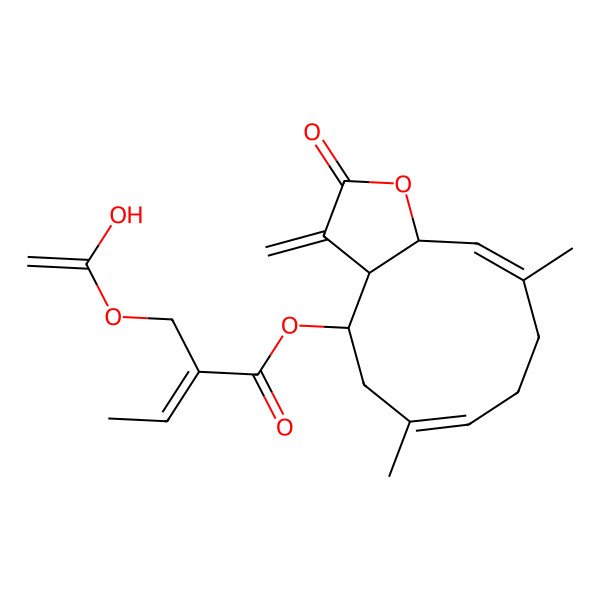 2D Structure of [(3aR,4S,6E,10E,11aR)-6,10-dimethyl-3-methylidene-2-oxo-3a,4,5,8,9,11a-hexahydrocyclodeca[b]furan-4-yl] (Z)-2-(1-hydroxyethenoxymethyl)but-2-enoate