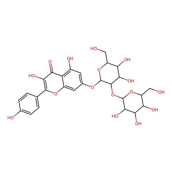 2D Structure of 7-[(2S,3R,4S,5S,6S)-4,5-dihydroxy-6-(hydroxymethyl)-3-[(2S,3S,4S,5S,6R)-3,4,5-trihydroxy-6-(hydroxymethyl)oxan-2-yl]oxyoxan-2-yl]oxy-3,5-dihydroxy-2-(4-hydroxyphenyl)chromen-4-one