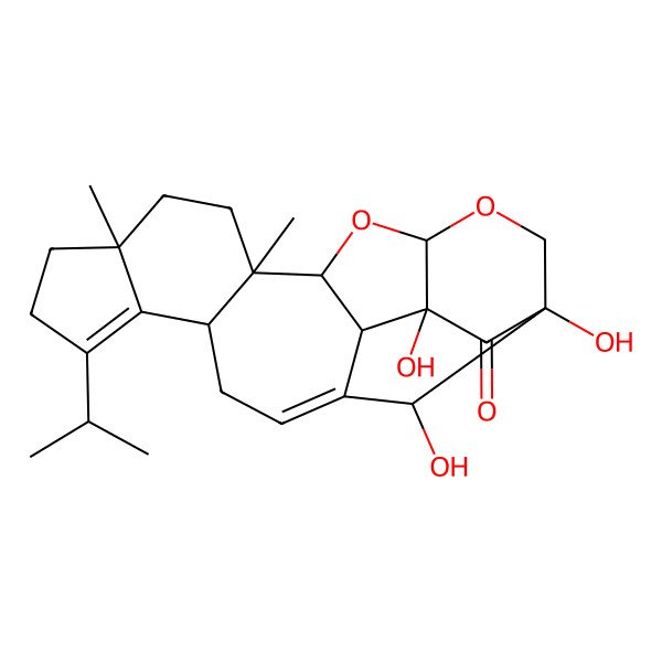2D Structure of (4R,9S,12R,13R,15S,18S,20S,21R,22R)-18,20,22-trihydroxy-9,12-dimethyl-6-propan-2-yl-14,16-dioxahexacyclo[16.3.1.04,12.05,9.013,21.015,20]docosa-1,5-dien-19-one