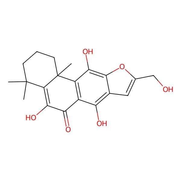 2D Structure of (11bR)-5,7,11-trihydroxy-9-(hydroxymethyl)-4,4,11b-trimethyl-2,3-dihydro-1H-naphtho[2,1-f][1]benzofuran-6-one
