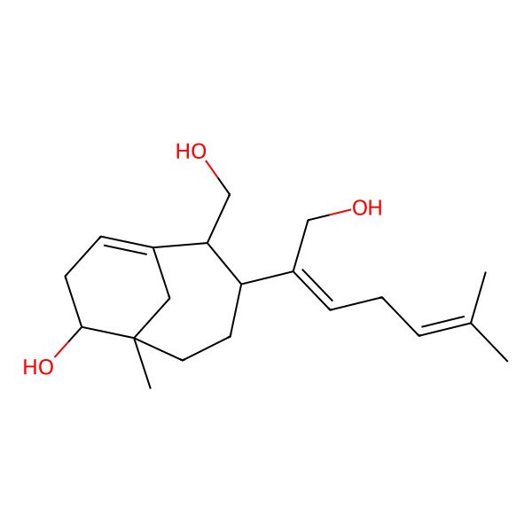 2D Structure of (2R,3S,6S,7R)-2-(hydroxymethyl)-3-[(2Z)-1-hydroxy-6-methylhepta-2,5-dien-2-yl]-6-methylbicyclo[4.3.1]dec-1(9)-en-7-ol