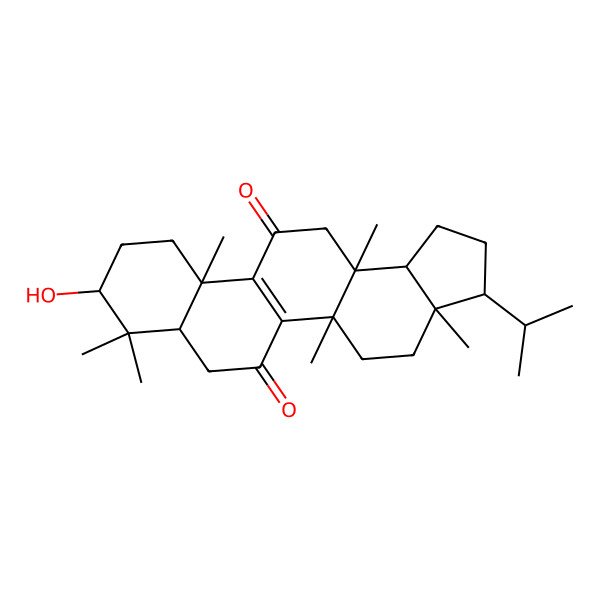 2D Structure of 9-Hydroxy-3a,5a,8,8,11a,13a-hexamethyl-3-propan-2-yl-1,2,3,4,5,7,7a,9,10,11,13,13b-dodecahydrocyclopenta[a]chrysene-6,12-dione