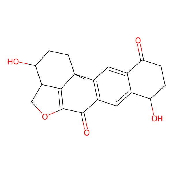 2D Structure of 8,17-Dihydroxy-1-methyl-14-oxapentacyclo[11.6.1.02,11.04,9.016,20]icosa-2(11),3,9,13(20)-tetraene-5,12-dione