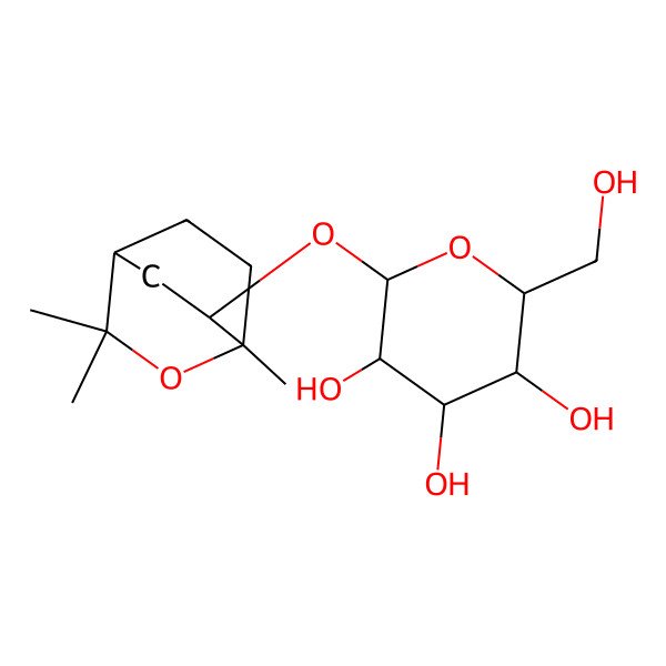 2D Structure of (2R,3S,4S,5R,6S)-2-(hydroxymethyl)-6-[[(1R,4S,6S)-1,3,3-trimethyl-2-oxabicyclo[2.2.2]octan-6-yl]oxy]oxane-3,4,5-triol
