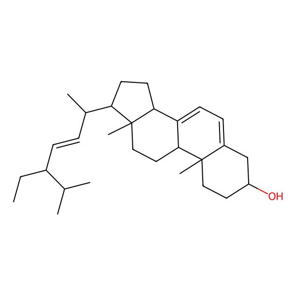 2D Structure of (3S,9R,10R,13R,14S,17R)-17-[(E,2R,5S)-5-ethyl-6-methylhept-3-en-2-yl]-10,13-dimethyl-2,3,4,9,11,12,14,15,16,17-decahydro-1H-cyclopenta[a]phenanthren-3-ol
