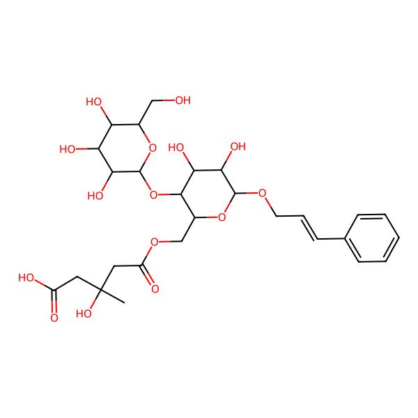 2D Structure of 5-[[4,5-Dihydroxy-6-(3-phenylprop-2-enoxy)-3-[3,4,5-trihydroxy-6-(hydroxymethyl)oxan-2-yl]oxyoxan-2-yl]methoxy]-3-hydroxy-3-methyl-5-oxopentanoic acid