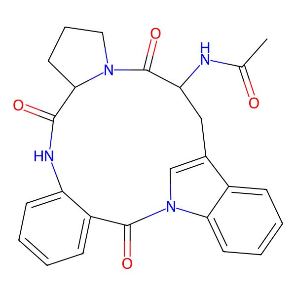 2D Structure of N-[(11S,17R)-2,10,16-trioxo-1,9,15-triazapentacyclo[17.6.1.03,8.011,15.020,25]hexacosa-3,5,7,19(26),20,22,24-heptaen-17-yl]acetamide
