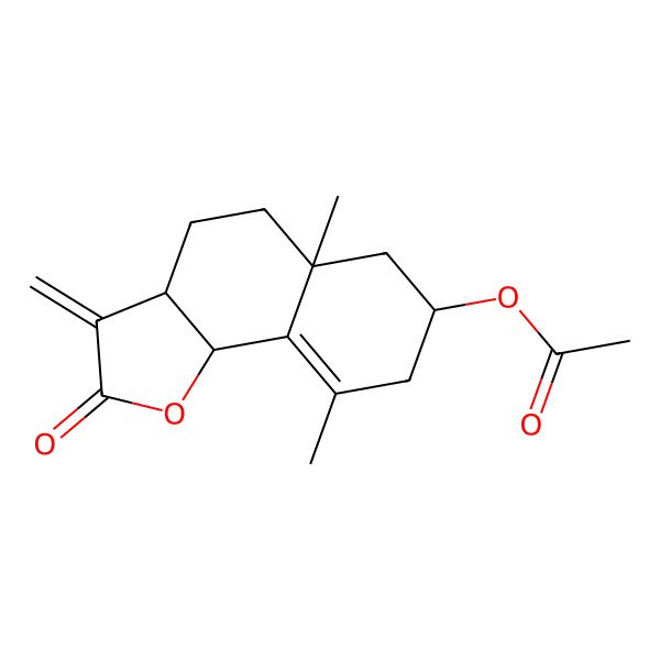2D Structure of (5a,9-dimethyl-3-methylidene-2-oxo-4,5,6,7,8,9b-hexahydro-3aH-benzo[g][1]benzofuran-7-yl) acetate