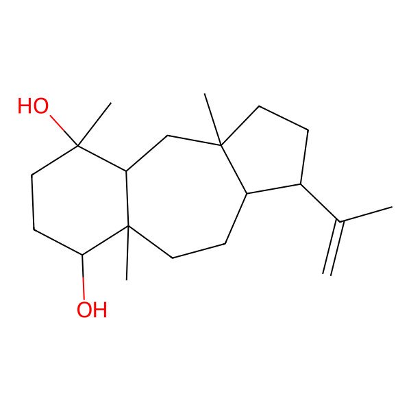 2D Structure of 5a,9,10a-trimethyl-3-prop-1-en-2-yl-2,3,3a,4,5,6,7,8,9a,10-decahydro-1H-benzo[f]azulene-6,9-diol