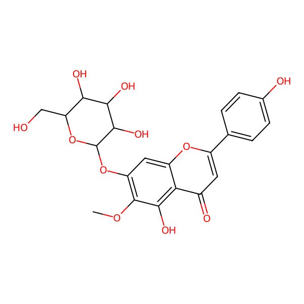 2D Structure of 5-Hydroxy-2-(4-hydroxyphenyl)-6-methoxy-7-[3,4,5-trihydroxy-6-(hydroxymethyl)oxan-2-yl]oxychromen-4-one