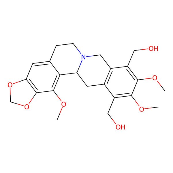 2D Structure of [(1S)-16-(hydroxymethyl)-3,17,18-trimethoxy-5,7-dioxa-13-azapentacyclo[11.8.0.02,10.04,8.015,20]henicosa-2,4(8),9,15(20),16,18-hexaen-19-yl]methanol
