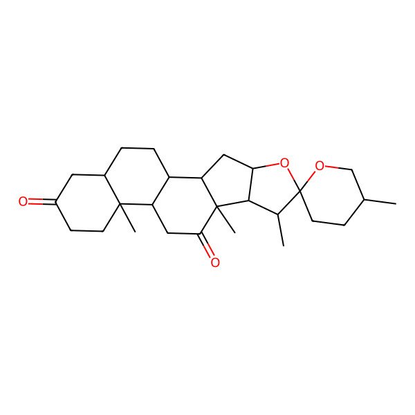 2D Structure of (1S,2S,4S,5'R,6R,7S,8R,9S,12S,13S,18S)-5',7,9,13-tetramethylspiro[5-oxapentacyclo[10.8.0.02,9.04,8.013,18]icosane-6,2'-oxane]-10,16-dione