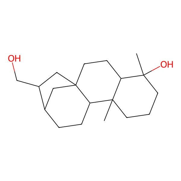 2D Structure of NCGC00384837-01_C19H32O2_14-(Hydroxymethyl)-5,9-dimethyltetracyclo[11.2.1.0~1,10~.0~4,9~]hexadecan-5-ol