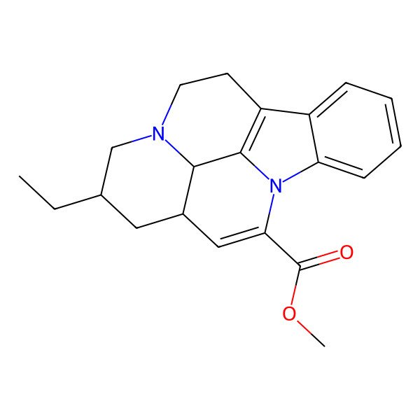 2D Structure of methyl (13R,15R,19R)-13-ethyl-1,11-diazapentacyclo[9.6.2.02,7.08,18.015,19]nonadeca-2,4,6,8(18),16-pentaene-17-carboxylate