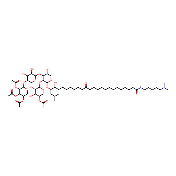 2D Structure of [6-[4-[3,4-Dihydroxy-5-(3,4,5-triacetyloxyoxan-2-yl)oxyoxan-2-yl]oxy-2-[26-[5-(dimethylamino)pentylamino]-5-hydroxy-2-methyl-13,26-dioxohexacosan-4-yl]oxy-5-hydroxyoxan-3-yl]oxy-4,5-dihydroxyoxan-3-yl] acetate