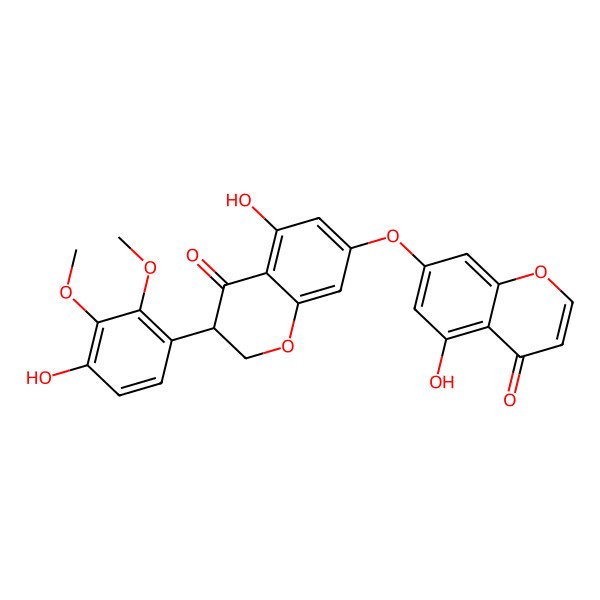 2D Structure of 5-Hydroxy-7-[[5-hydroxy-3-(4-hydroxy-2,3-dimethoxyphenyl)-4-oxo-2,3-dihydrochromen-7-yl]oxy]chromen-4-one
