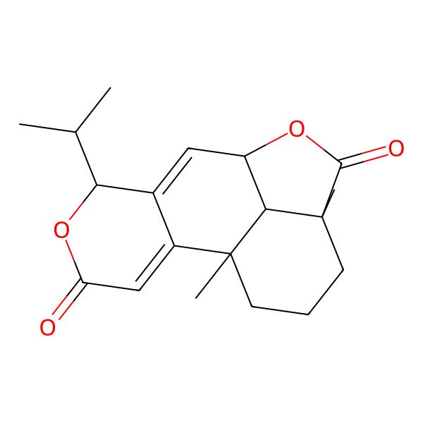 2D Structure of 3a,10b-Dimethyl-7-(propan-2-yl)-1,2,3,3a,5a,7,10b,10c-octahydro-4H,9H-furo[2',3',4':4,5]naphtho[2,1-c]pyran-4,9-dione