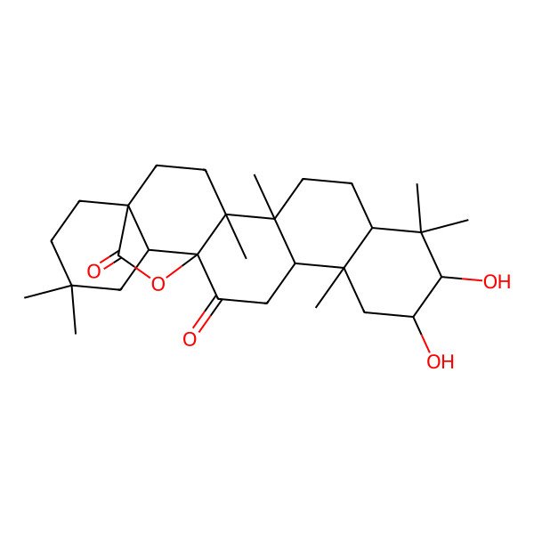 2D Structure of (1S,4S,5R,8R,10S,11R,13R,14R,17S,18R)-10,11-dihydroxy-4,5,9,9,13,20,20-heptamethyl-24-oxahexacyclo[15.5.2.01,18.04,17.05,14.08,13]tetracosane-16,23-dione