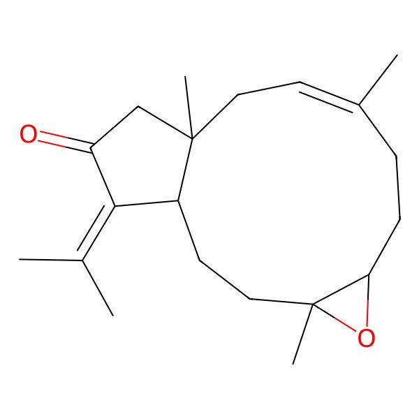2D Structure of (1R,4S,6S,9E,12S)-4,9,12-trimethyl-15-propan-2-ylidene-5-oxatricyclo[10.3.0.04,6]pentadec-9-en-14-one