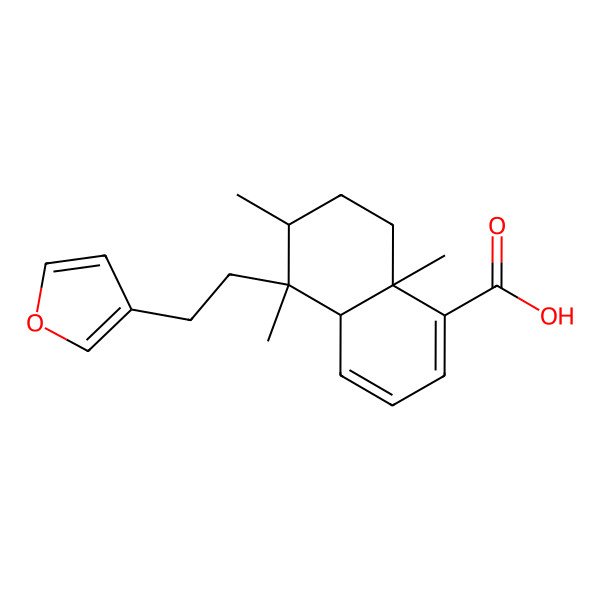 2D Structure of (4aS,5R,6S,8aR)-5-[2-(furan-3-yl)ethyl]-5,6,8a-trimethyl-4a,6,7,8-tetrahydronaphthalene-1-carboxylic acid