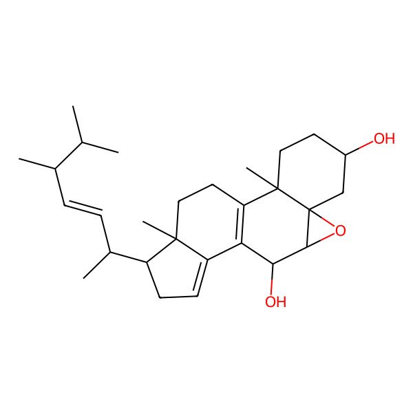 2D Structure of 5alpha,6alpha-epoxy-(22E)-ergosta-8,14, 22-triene-3beta,7alpha-diol