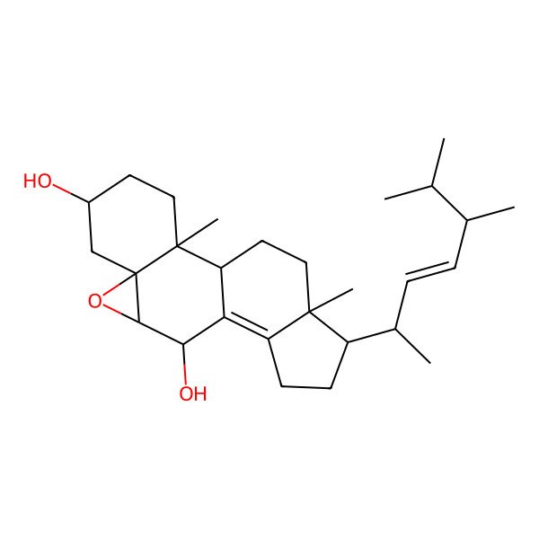 2D Structure of 5alpha,6alpha-Epoxy(22e,24r)-ergosta-8(14),22-dien-3beta,7alpha-diol