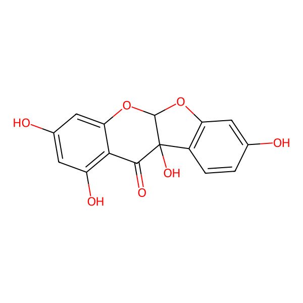 2D Structure of (5aR,10bR)-1,3,8,10b-tetrahydroxy-5aH-[1]benzofuro[2,3-b]chromen-11-one